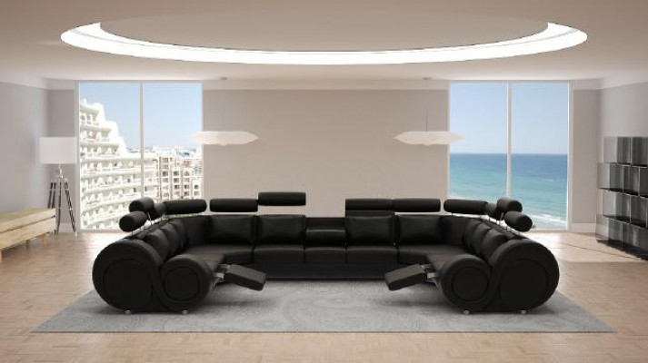 Designer Wohnlandschaft Eckcouch +USB Sofa Polster Ledersofa Sofas Neu Garnitur