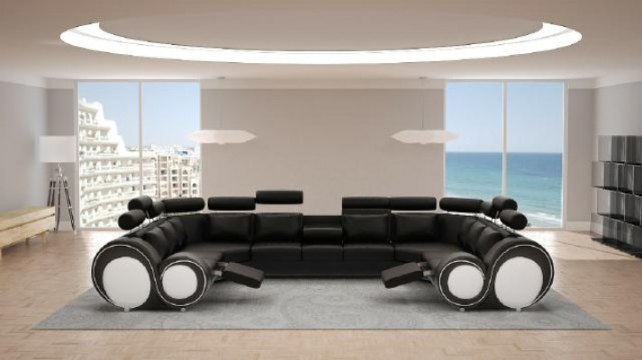 Designer Wohnlandschaft Eckcouch +USB Sofa Polster Ledersofa Sofas Neu Garnitur