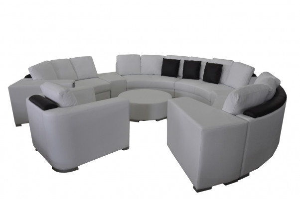 Runde Eck Sofa Couch Polster XXL Big Rund Couchen Wohnlandschaft Sessel Puff
