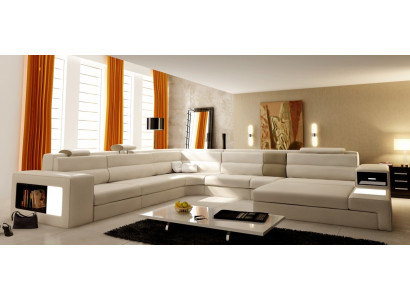 Ledersofa Couch Wohnlandschaft Ecksofa Eck Garnitur Design Modern Sofa Neu B2006