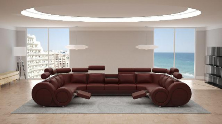 Designer Wohnlandschaft Eckcouch Couch mit USB Sofa Polster Ledersofa Sofas Neu