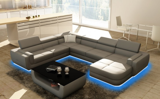 Designersofa Sitz Polster Ecke Ledersofa Wohnlandschaft Sofa Couch Polster Neu
