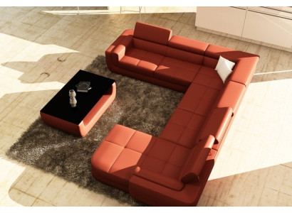 Exklusives U-Form Designersofa Luxus und Eleganz mit Echtholzrahmen