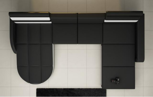 WOHNLANDSCHAFT LEDERSOFA XXL ECKSOFA + USB GARNITUR DESIGN ECKCOUCH Braun Neu