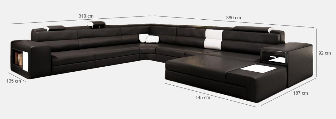Design Sofa Couch Sitz Leder Eck Polster Garnitur Wohnlandschaft Ecksofa A1 Blau