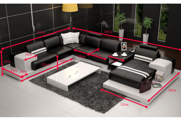 Wohnlandschaft Couch Polster Eck Garnitur Ledersofa mit USB, Ecksofa Neu 2725A