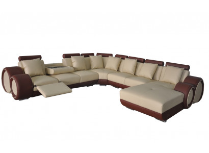 Sofa Ledersofa Ecksofa Wohnlandschaft Couch Polster Sitzecke Eckgarnitur +USB