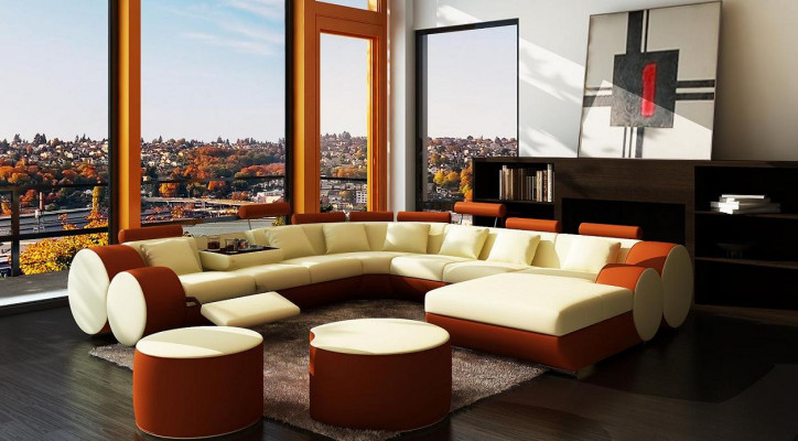 DESIGNER LEDERSOFA XXL WOHNLANDSCHAFT BIG SOFA COUCH POLSTERECKE ECKSOFA NEU