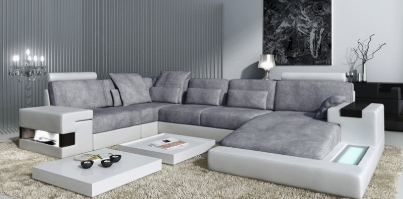 Ledersofa Sofa Couch Polster Ecke Design Wohnlandschaft Eckgarnitur Big Sofas