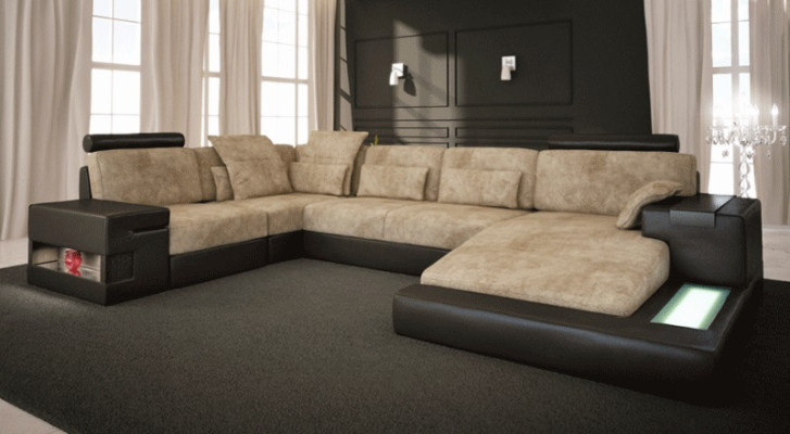 Leder U Form Wohnlandschaft Polster Eckcouch Couch Leder Sofa Ecksofa Eckcouch