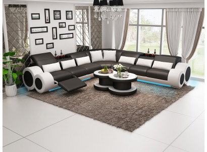 Ledersofa Couch Wohnlandschaft Ecksofa Eck Garnitur Design Modern Sofa G8035C