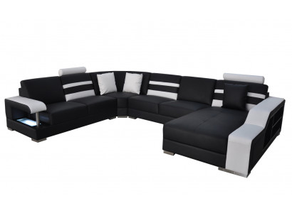 Eck Sofa Polster Sitz Leder Couch Sofas Couchen Garnitur U Form Wohnlandschaft