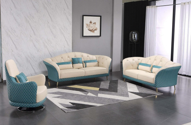 Designer Garnituren Sofa Couch Polster Garnitur 6tlg. Set Leder Couchtisch