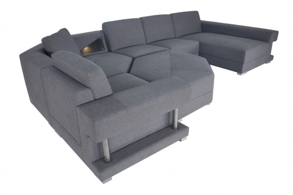 Eck Sofa Couch Polster Ecke Wohn Zimmer Landschaft Designer Sofa Textil + USB