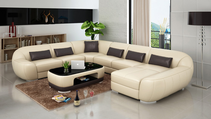 Ledersofa Couch Wohnlandschaft Ecksofa Eck Garnitur Design Modern Sofa G8022