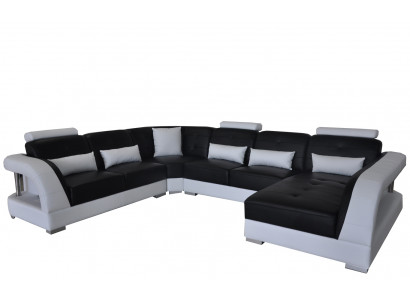 Design Leder Wohnlandschaft Eck Sofa Moderne Couch Ecke USB Neu Schwarz Garnitur