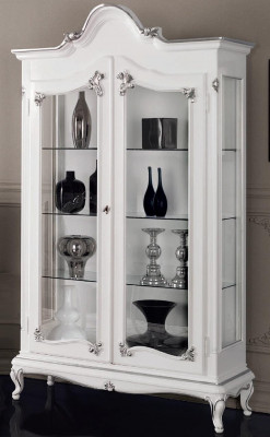 Vitrine Weiß Glasschrank Design Klassische Schrank Luxus Holz Möbel Vitrinen Neu