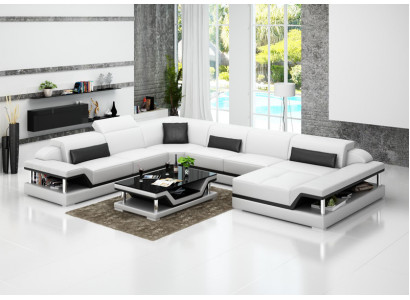 Design Leder Wohnlandschaft Eck Sofa Moderne Garnitur Couch Ecke Neu Weiß USB