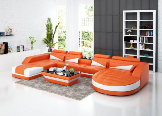 Eck Sofa Polster Couch Sitz Ecke Leder Garnitur Moderne Wohnlandschaft