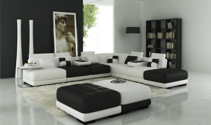 Ledersofa Couch Wohnlandschaft Ecksofa Eck Garnitur Design Modern Sofa Neu A1147