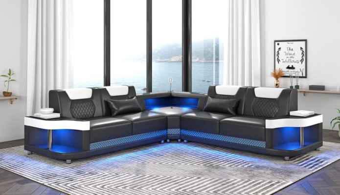 Design Esk Ecksofa L-form Modern Sofas Ledersofa Couch Wohnlandschaft Sofa Neu