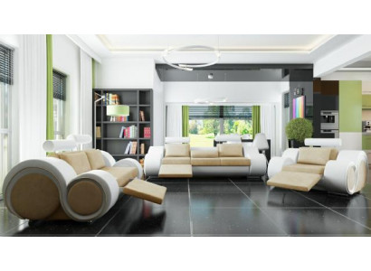 DESIGNER SOFA+USB SOFAGARNITUR 3/2/1 SITZER RELAX COUCH POLSTERGARNITUR TEXTIL