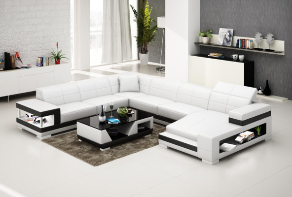 Ledersofa Couch Wohnlandschaft Ecksofa Eck Garnitur Design Modern Sofa G8017