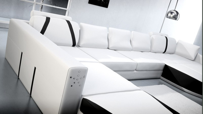 Ledersofa Couch Wohnlandschaft Ecksofa Eck Garnitur Design Modern Sofa A1122