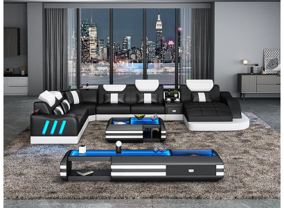 Design Wohnlandschaft Led Beleuchtete Ecksofa Couch Sofa Eckgarnitur Ledersofa