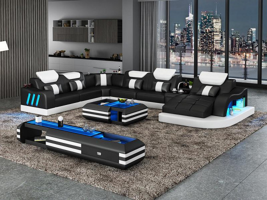 Design Wohnlandschaft Led Beleuchtete Ecksofa Couch Sofa Eckgarnitur Ledersofa