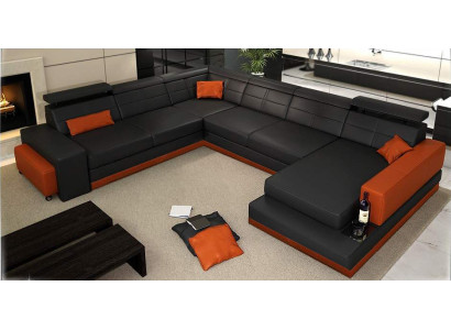 Ledersofa Couch Wohnlandschaft Ecksofa Eck Garnitur Design Modern Sofa