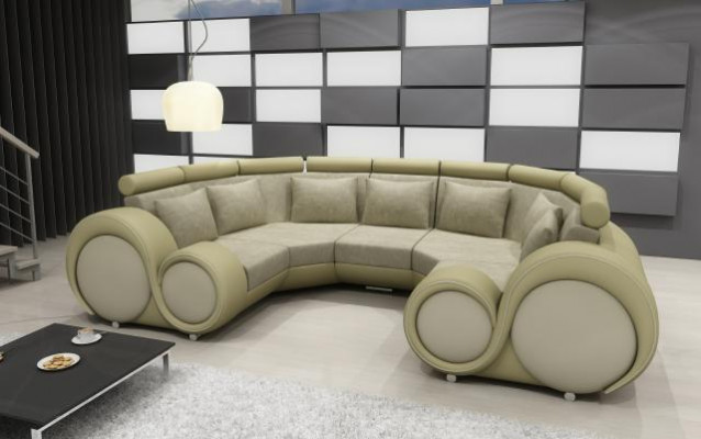 Wohnlandschaft Designer Sofa Textil Couch + USB Mikrofaser Polstergarnitur XXL