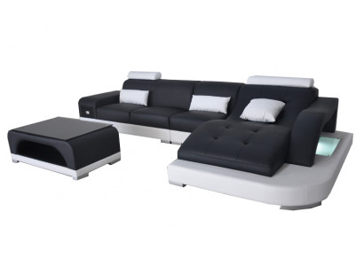 Eck Sofa Polster Tisch Couchen Sofas Wohnlandschaft + USB Luxus Garnitur Ecke