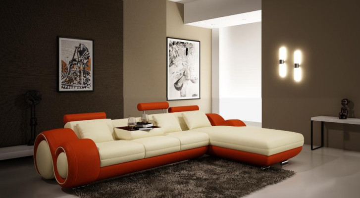 Patentiertes Design Ecksofa Sofa Couch Polster Leder Ecke BERLINo Wohnlandschaft