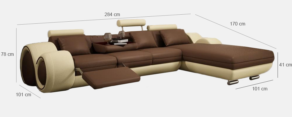 Patentiertes Design Ecksofa Sofa Couch Polster Leder Ecke Wohnlandschaft BERLINs
