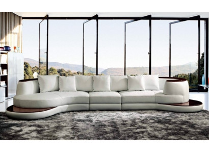 Rundsofa Designer Ecksofa Sofa Couch Polster Leder Garnitur Wohnlandschaft Royal