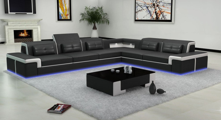 Ledersofa Couch Wohnlandschaft Ecksofa Eck Garnitur Design Modern Sofa B2021
