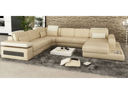 Designer Couch U Form Ecksofa Polster Couch Leder Wohnlandschaft Neu