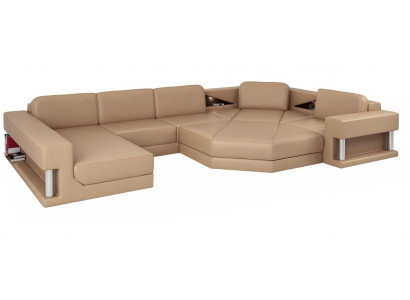 Wohnlandschaft Design Modern Sofa Ecksofa Sofa U-Form Ledersofa Couch Textil Neu