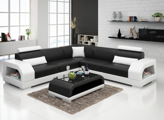 Ledersofa Couch Wohnlandschaft Ecksofa Eck Garnitur Design Modern Sofa G8001B