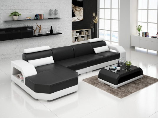 Ledersofa Couch Wohnlandschaft Ecksofa Eck Garnitur Design Modern Sofa G8001C