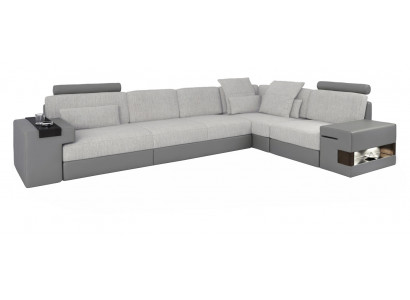 Design moderne Sofa L-Form Sofas Grau NEU Couch Ecke Leder Wohnzimmer Couchen