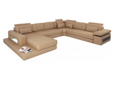 Wohnlandschaft U-Form Design Modern Sofa Couch Ecksofa Leder Polster Neu