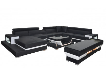 Design Leder Polster Sitz Zimmer Eck Wohn Sofa Couch Designer Garnitur