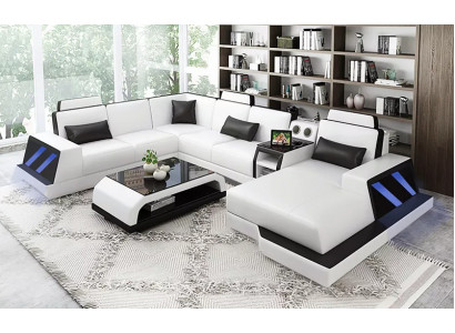 Design Eckgarnitur Wohnlandschaft Ecksofa Sofa Couch Sofas Couchen Tisch 2tlg.
