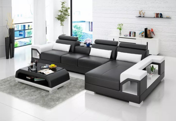Design Eckcouch Ledergarnitur Wohnzimmer Sofa Polster Couchen Sofas Ledercouch