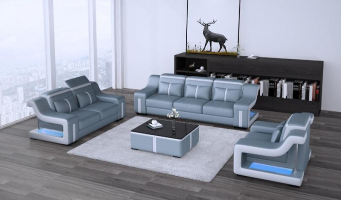 Wohnzimmer Polstergarnitur Ledersofa Couch Sofa Sitz Polster Garnituren 3+2+1