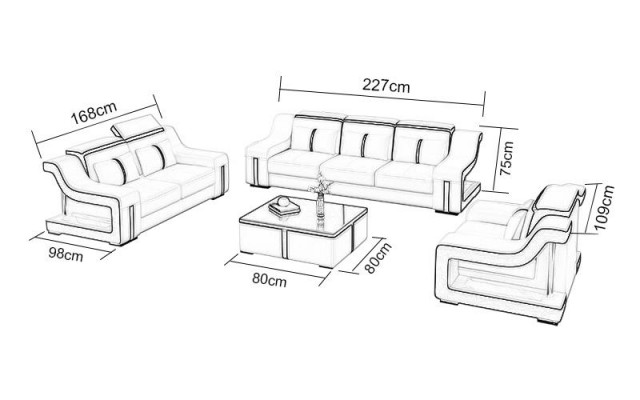 Wohnzimmer Polstergarnitur Ledersofa Couch Sofa Sitz Polster Garnituren 3+2+1