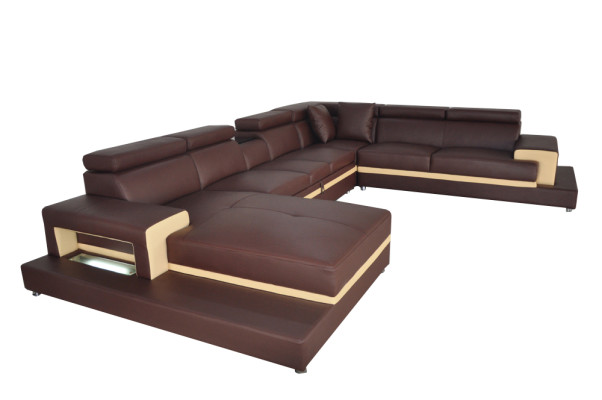 Moderne Sitz Polster Wohnlandschaft Wohnzimmer Polster Ecke Couch USB + Licht