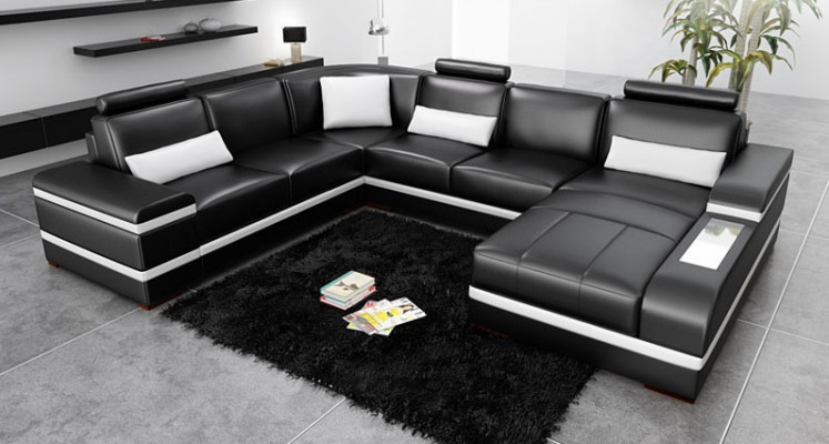 Ecksofa Ledersofa Big XXL U Form Wohnlandschaft Sofa Couch Garnitur Neu H2218